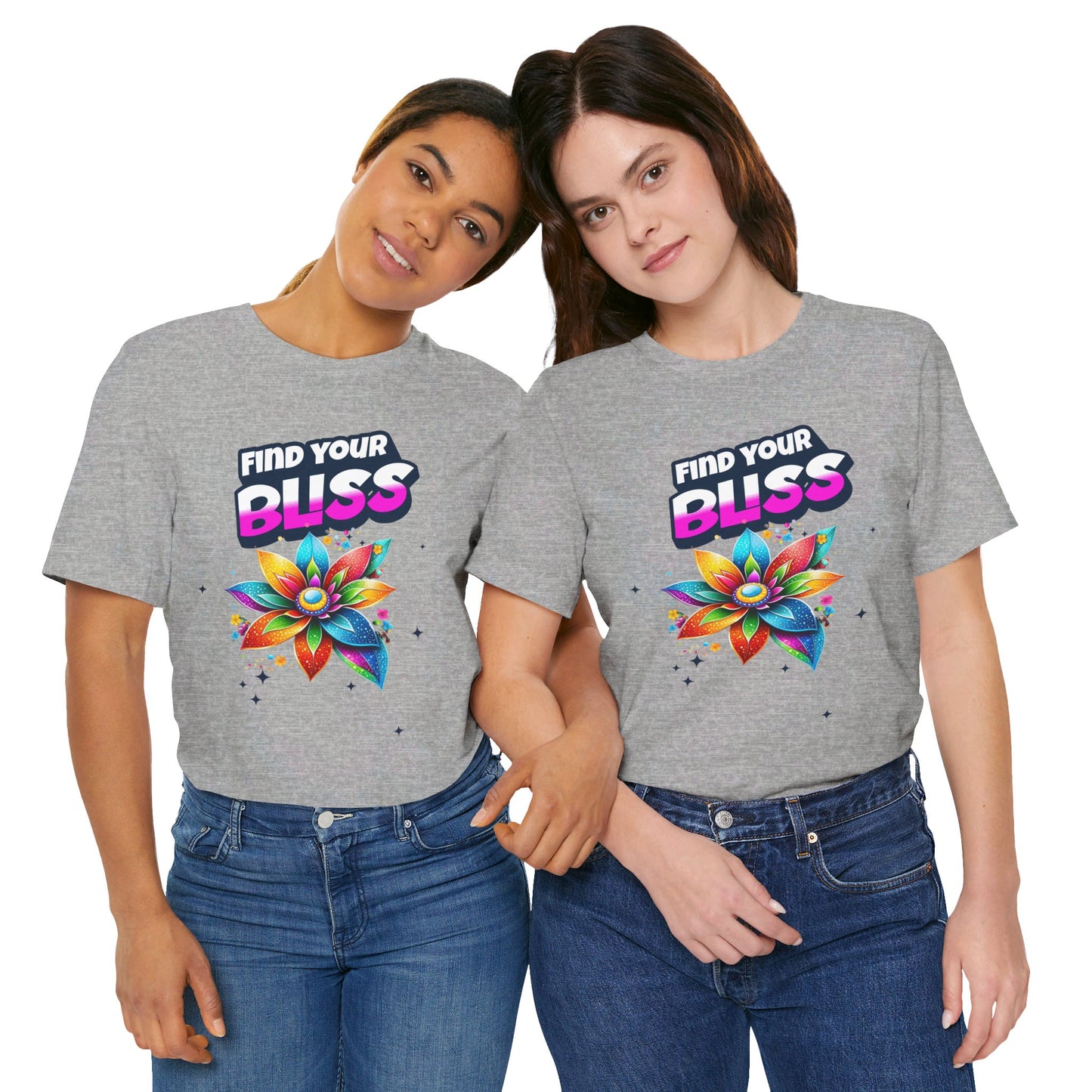 Find Your Bliss Colorful Floral Design Fun Positive Affirmation Short Sleeve Tee Express Delivery