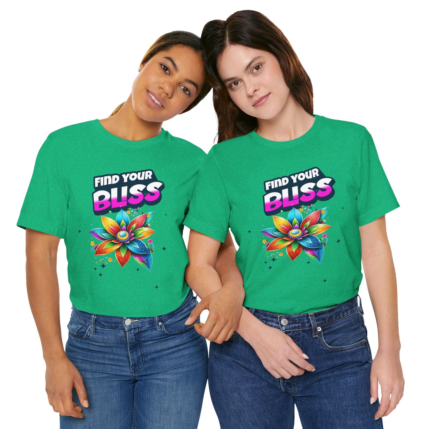 Find Your Bliss Colorful Floral Design Fun Positive Affirmation Short Sleeve Tee Express Delivery