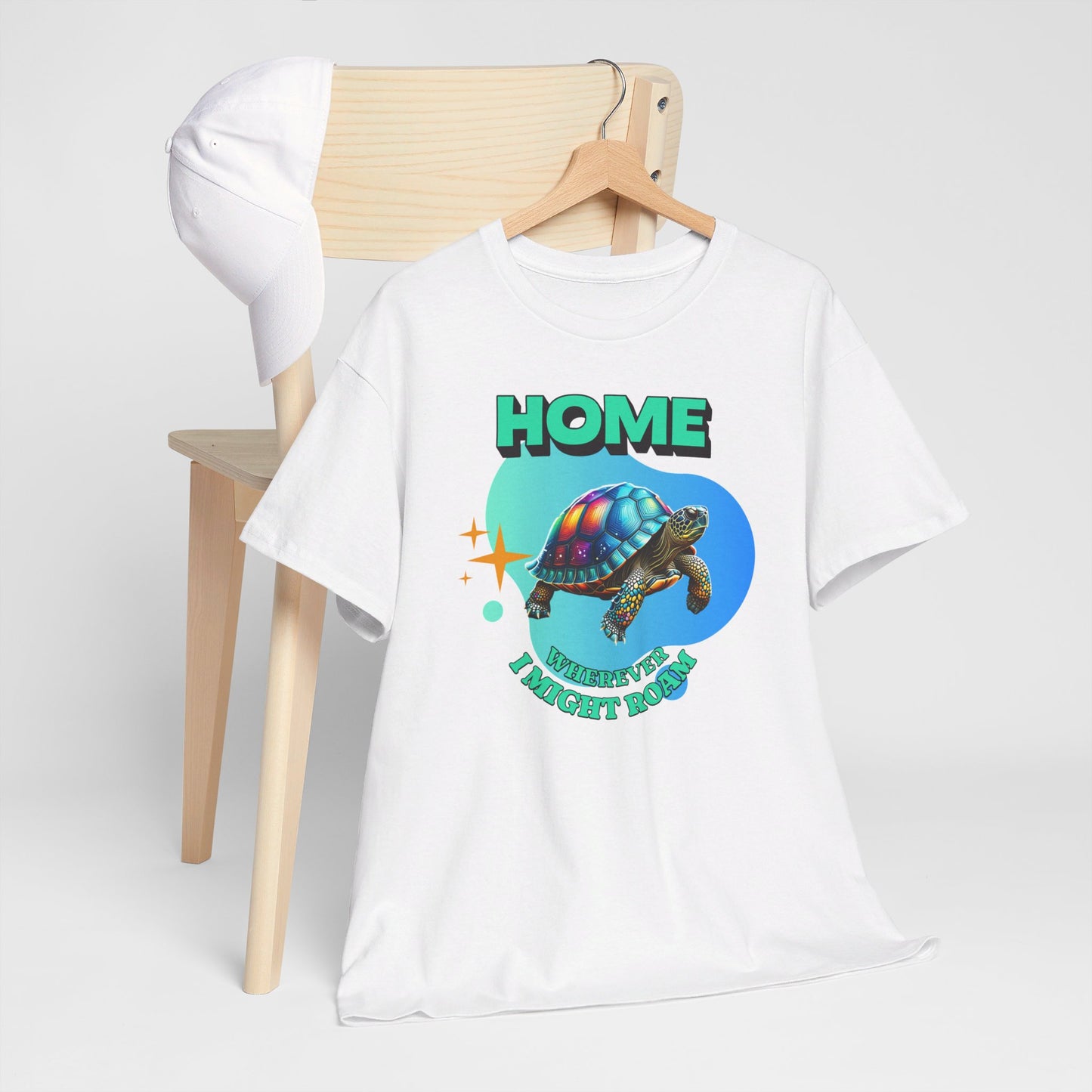 HOME wherever I might roam Colorful Turtle Cotton Tee Van Life, RV, Vagabond Express Delivery available