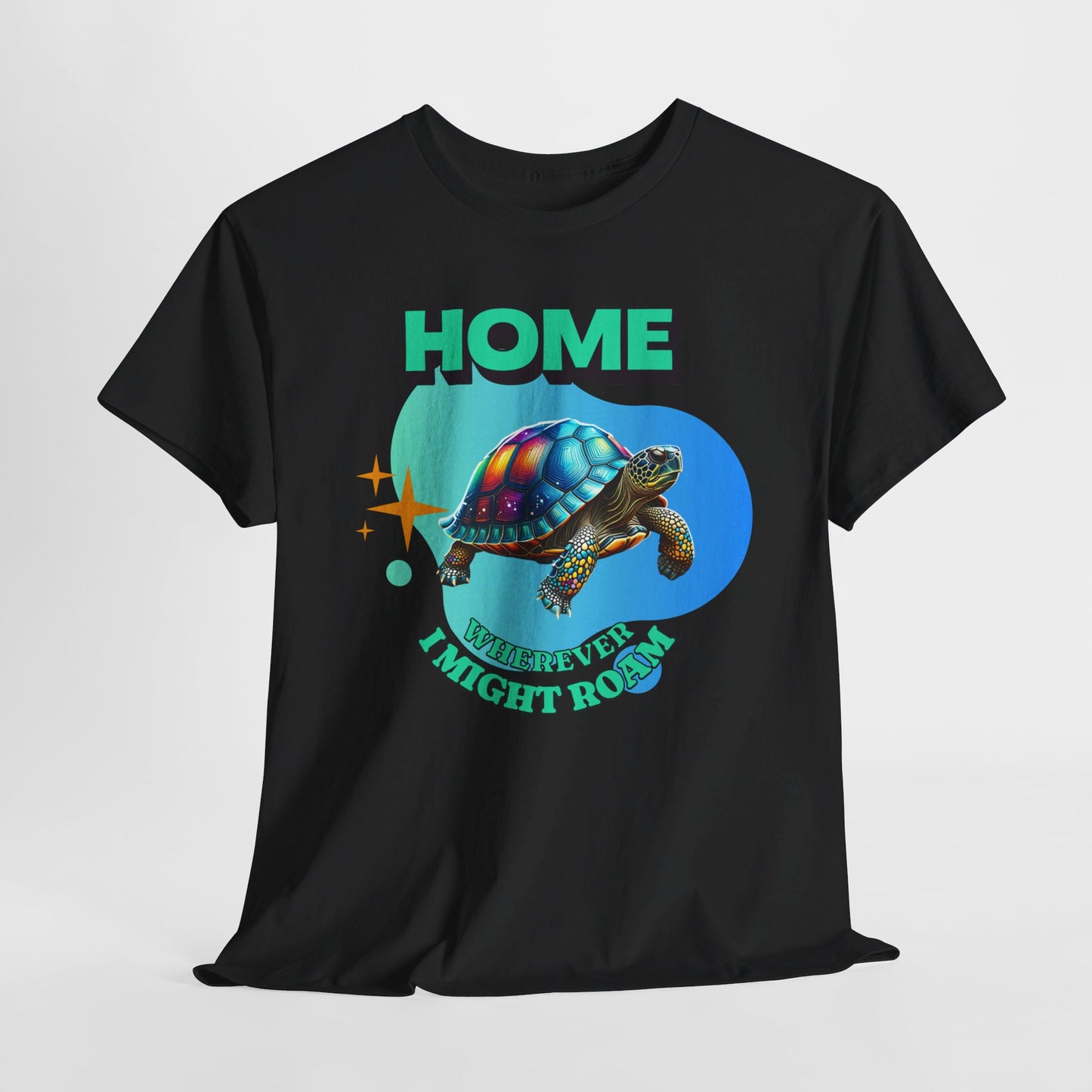 HOME wherever I might roam Colorful Turtle Cotton Tee Van Life, RV, Vagabond Express Delivery available