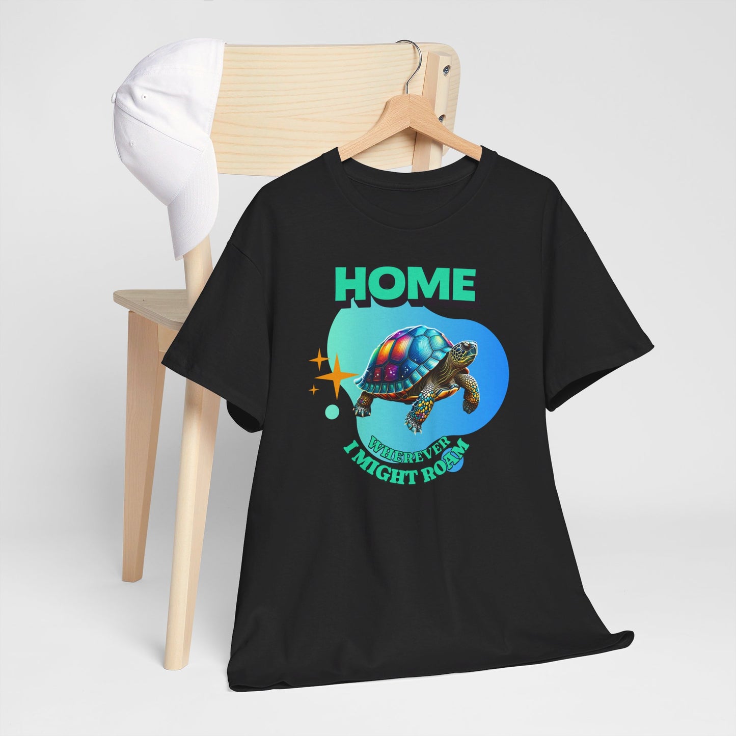 HOME wherever I might roam Colorful Turtle Cotton Tee Van Life, RV, Vagabond Express Delivery available