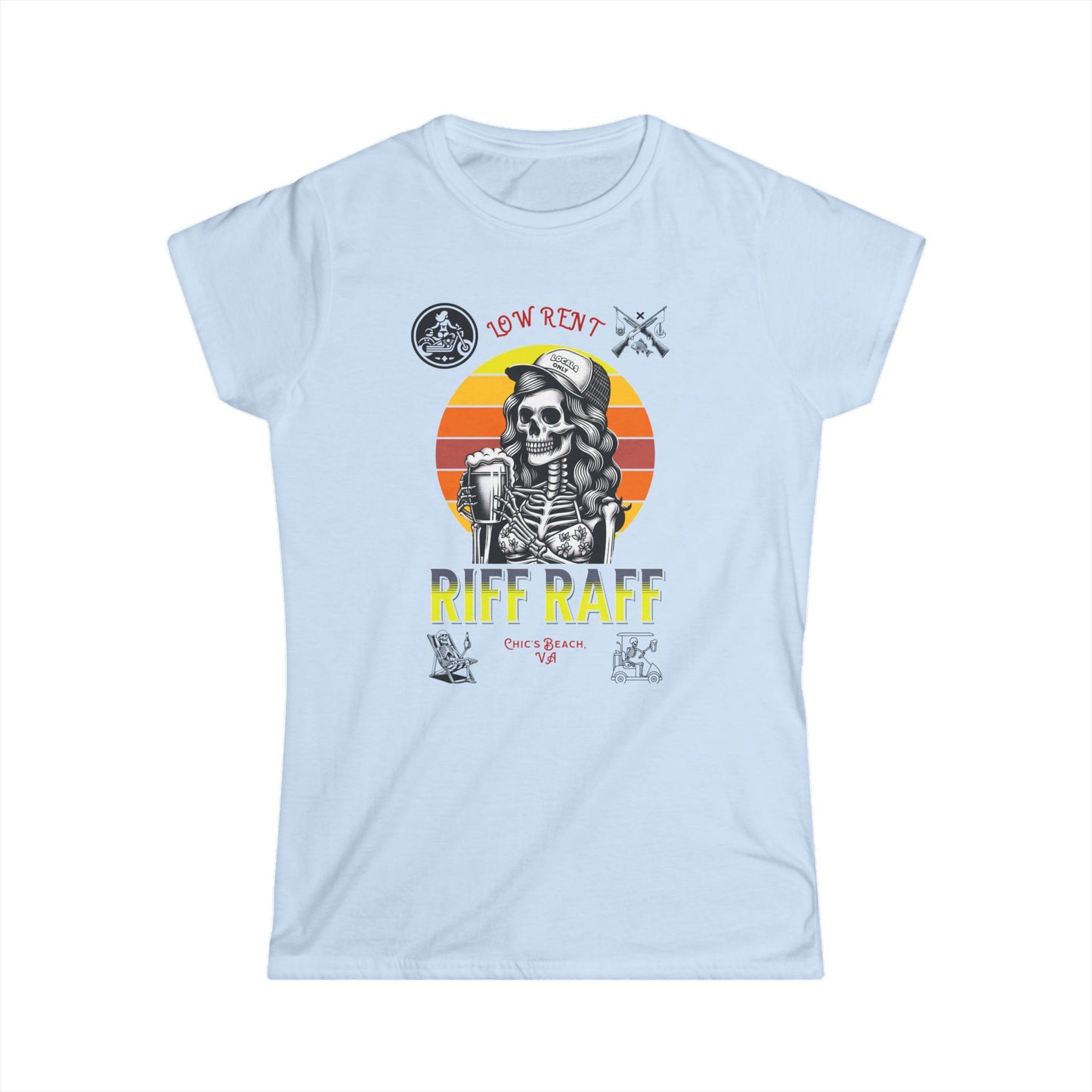 Low Rent Riff Raff Chic's Beach VA Locals Tee Shirt Chesapeake Beach Women's Tee