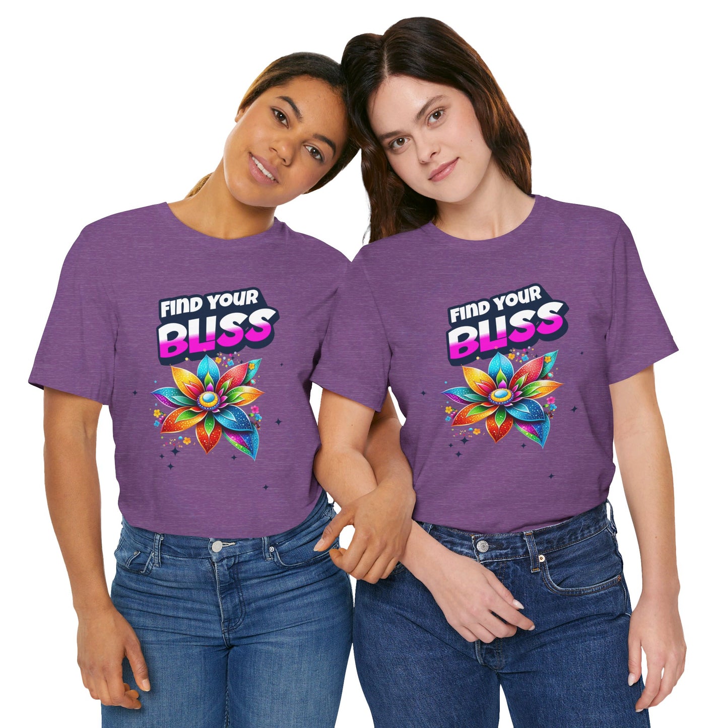 Find Your Bliss Colorful Floral Design Fun Positive Affirmation Short Sleeve Tee Express Delivery