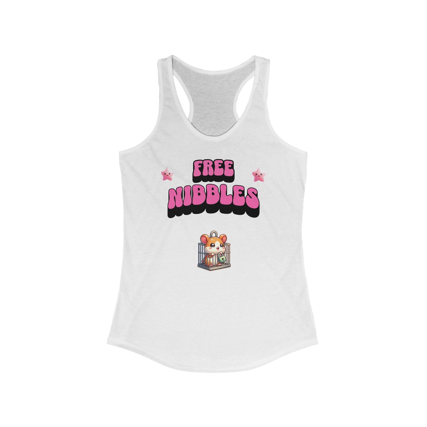 Free Nibbles Cheeky pun on the Free the Nipple Movement Women's Ideal Racerback Tank