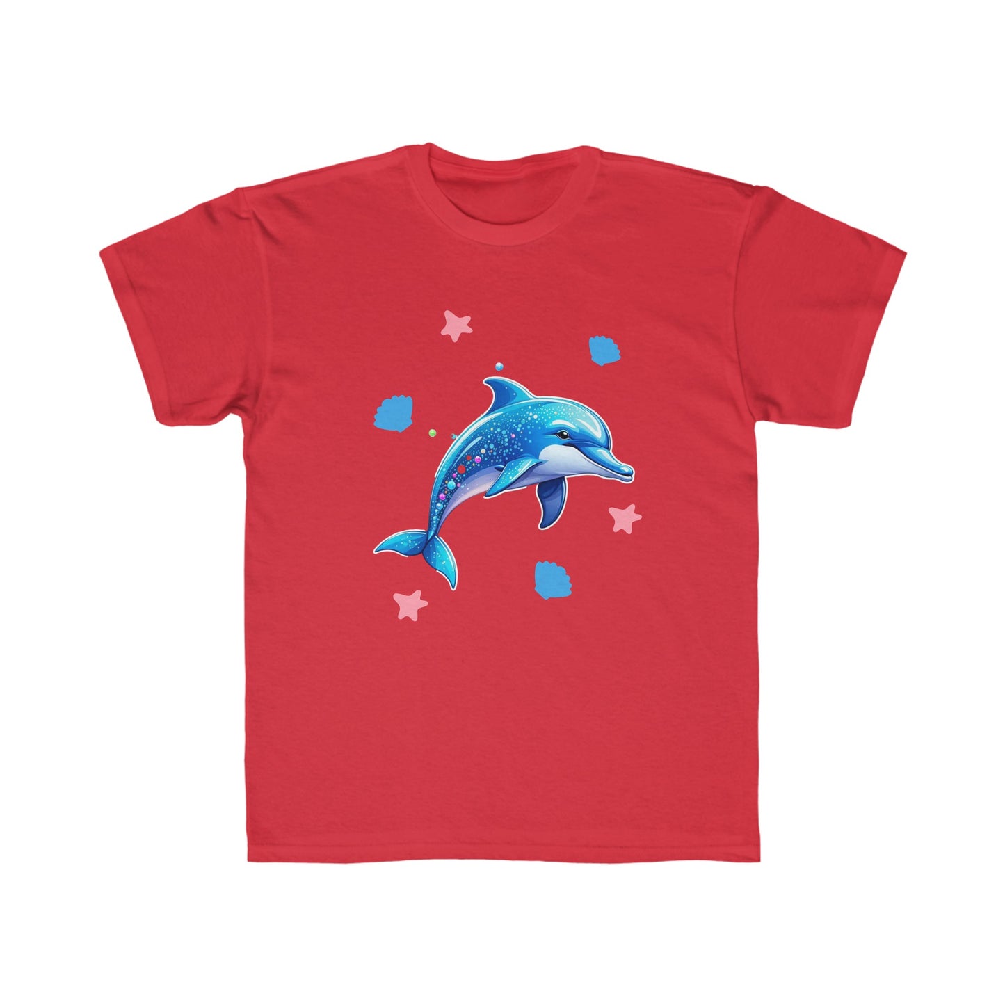 Smiling Dolphin Sparkly Colorful Back to School Kids Regular Fit Tee