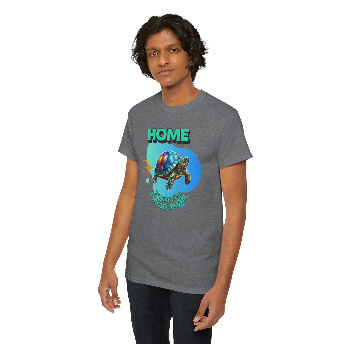 HOME wherever I might roam Colorful Turtle Cotton Tee Van Life, RV, Vagabond Express Delivery available