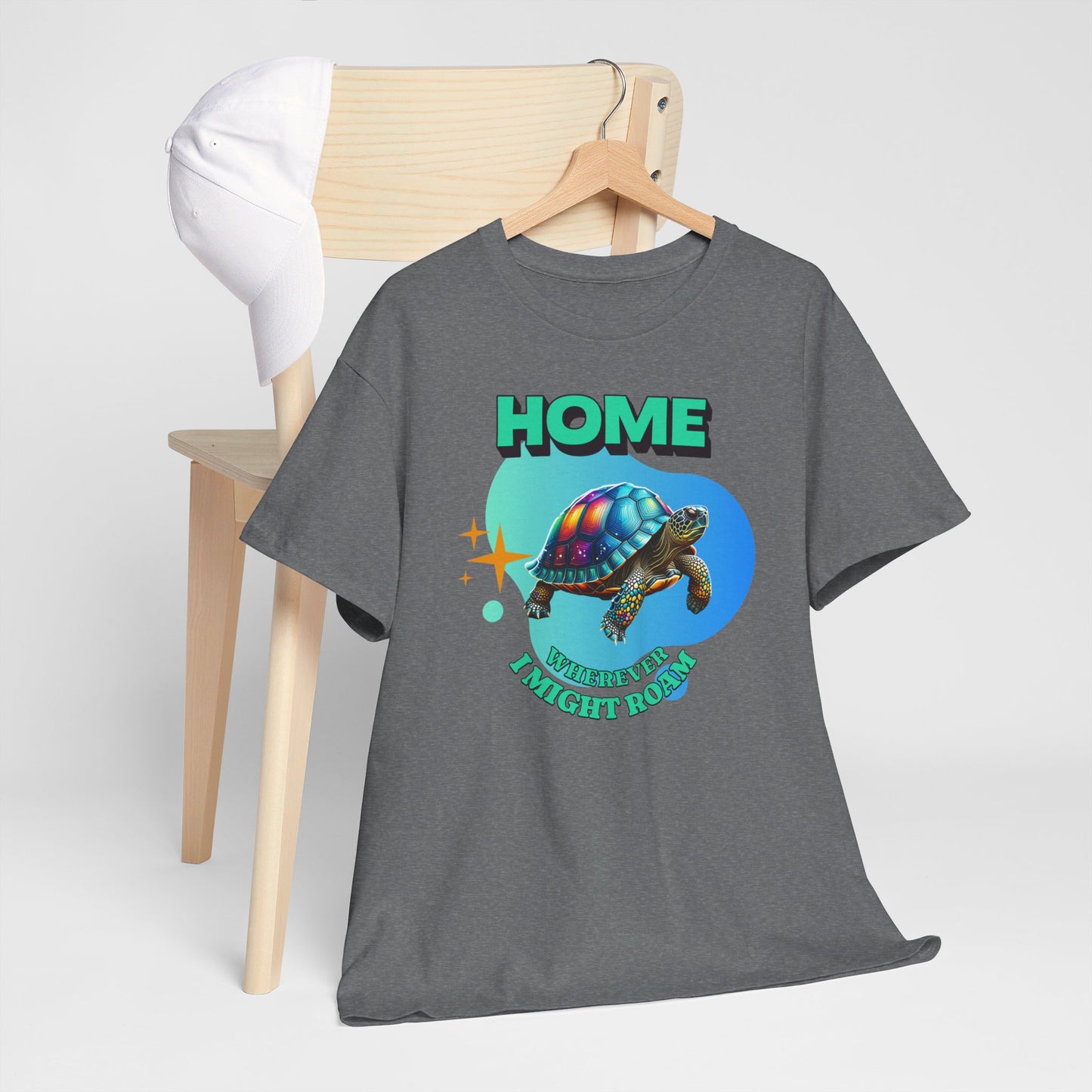 HOME wherever I might roam Colorful Turtle Cotton Tee Van Life, RV, Vagabond Express Delivery available