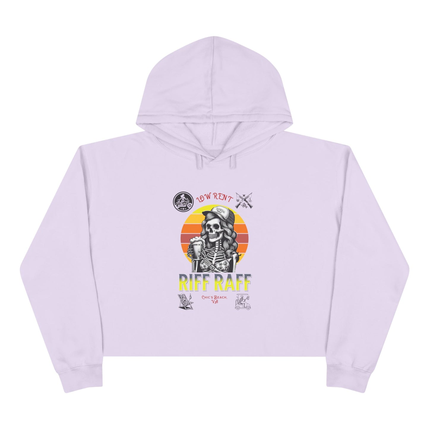 Chic's Beach VA Locals Crop Hoodie - Low Rent Riff Raff Design, Chesapeake Beach Go Home, Trendy Beachwear, Coastal Vibes