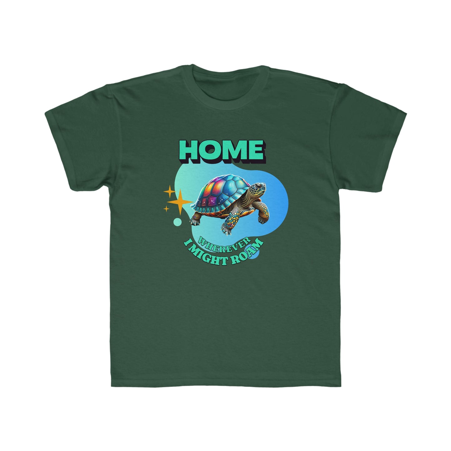 Home wherever I might roam Sparkly Turtle Tortoise Kids Regular Fit Tee