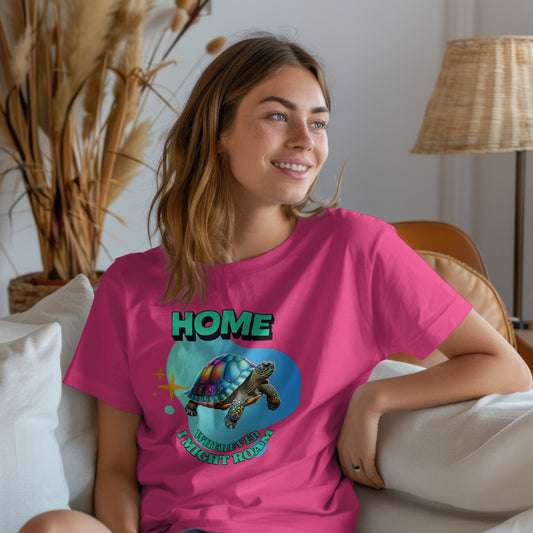 HOME wherever I might roam Colorful Turtle Cotton Tee Van Life, RV, Vagabond Express Delivery available