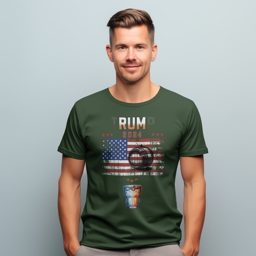 2024 tRUMp Election Season Drink Rum Barrel Funny Novelty Tee Shirt (FRONT)